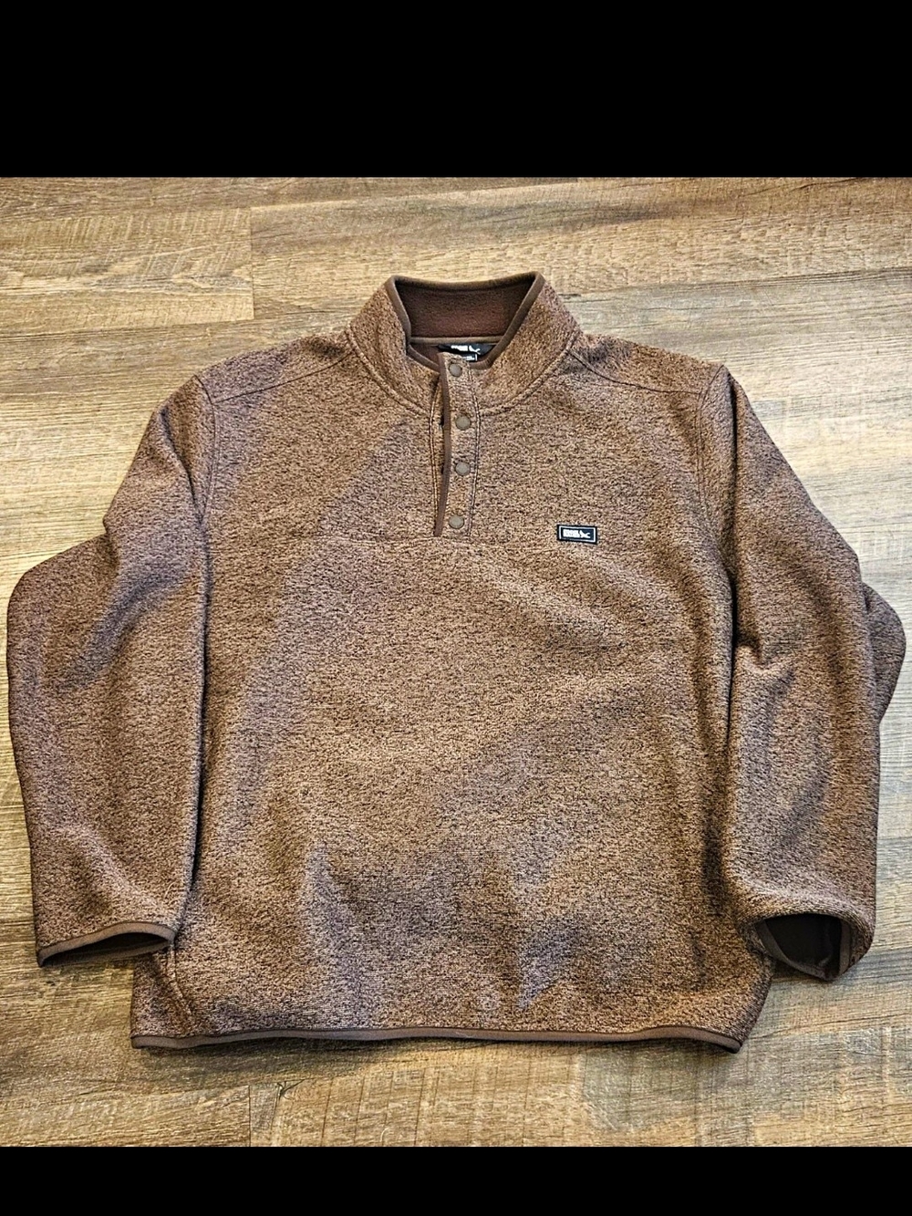 Eddie Bauer Men’s 2XL Brown Heathered Fleece Pullover – Snap Neck